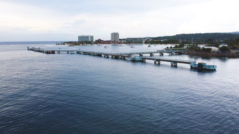 A view of the Ocho Rios cruise ship terminal in Jamaica as seen from the Harbourside drone.