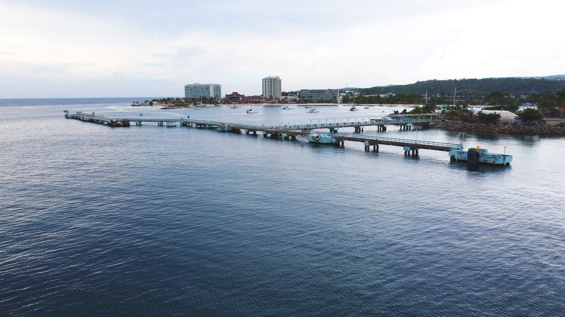 A view of the Ocho Rios cruise ship terminal in Jamaica as seen from the Harbourside drone.